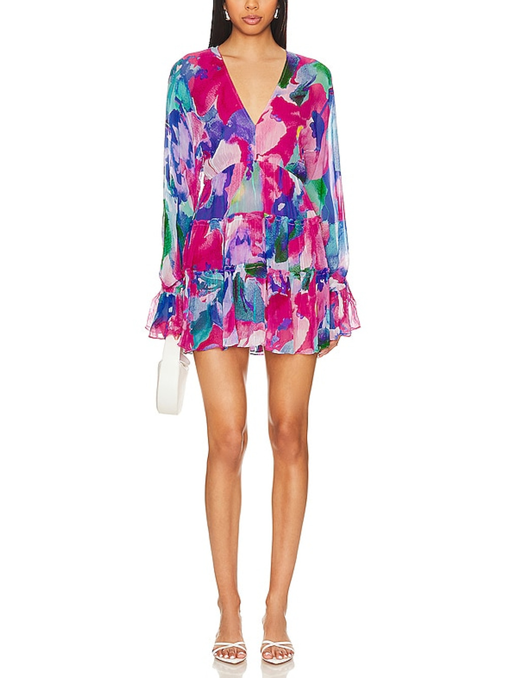 Hemant And Nandita Vibrant Fuchsia Multi Vesa Mini Dress Size XS